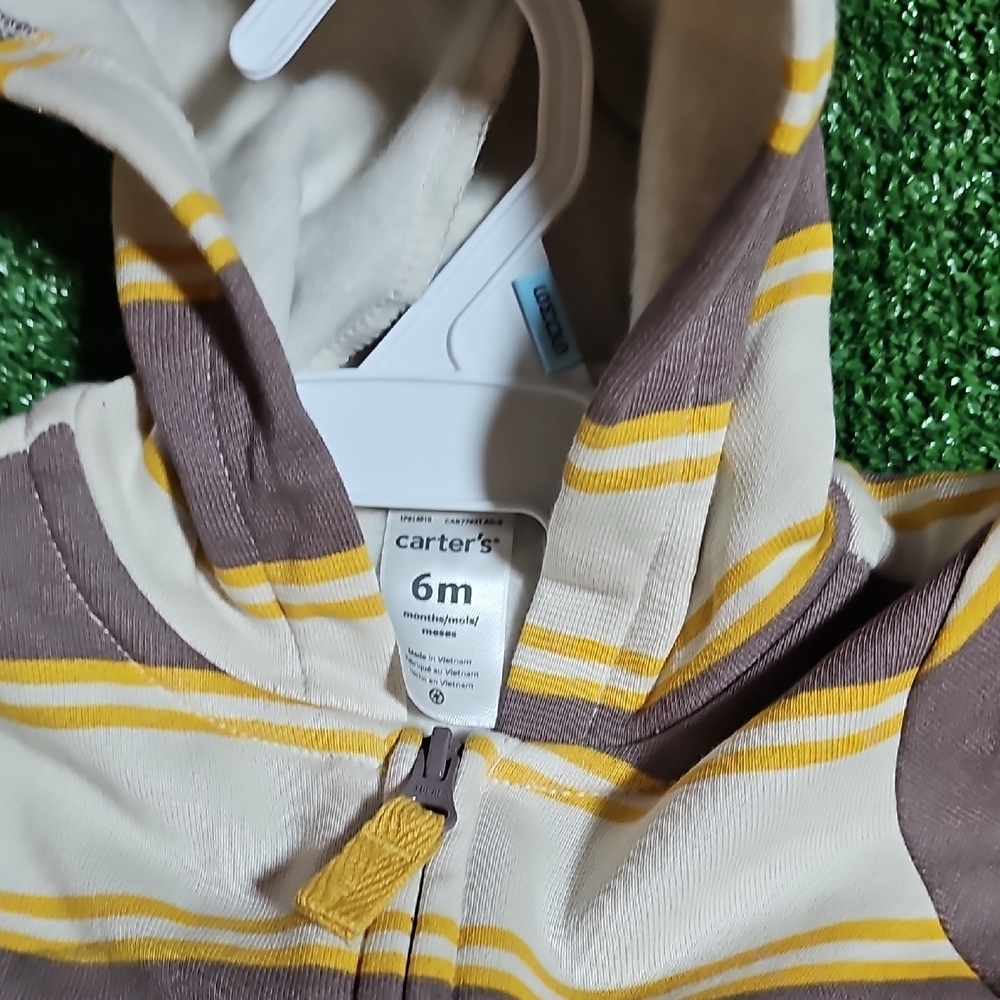 Carter's Striped Brown and Yellow Hooded Footie - Picture 3 of 5